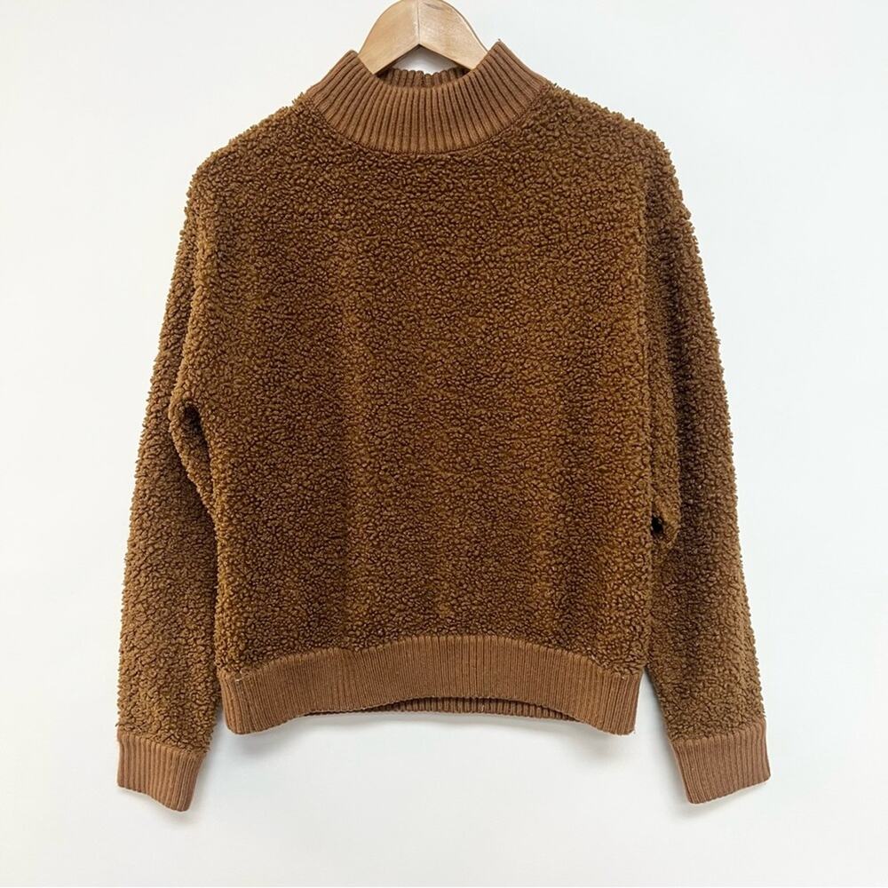 Anthropologie Six Crisp Days Boucle Teddy Sweatshirt Sweater Brown XS Small - Picture 2 of 10